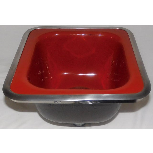 Metal 1983 Vintage Kohler Sequoia (Red) Cast Iron & Porcelain Kitchen Prep Sink For Sale - Image 7 of 13