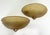 These iconic English Art Deco amber Lucite and "gold" painted lamps have a half-moon shape with two light-colored bands on...