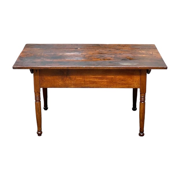 Wood Late 18th Century Antique Queen Anne Pennsylvania Walnut Two Drawer Tavern Table For Sale - Image 7 of 9