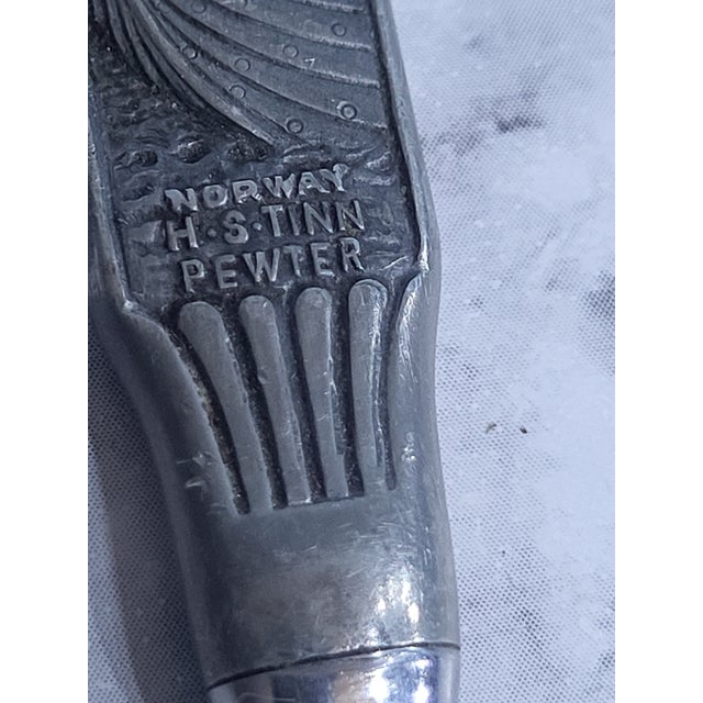 Norwegian Pewter Hardanger Konge Tinn Letter Opener For Sale - Image 4 of 10