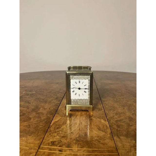Antique Edwardian Brass Carriage Clock, 1910 For Sale - Image 3 of 9