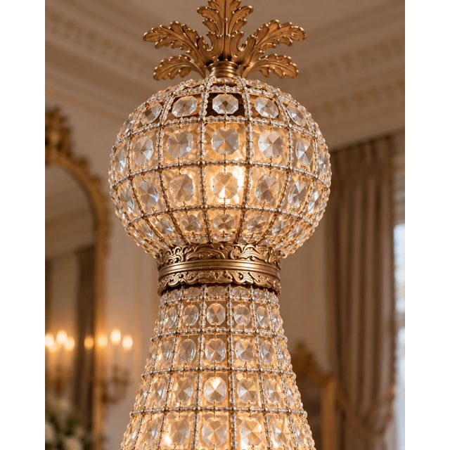 Bronze Late 20th Century French Artisan Louis XVI Gold Bronze Chandelier For Sale - Image 8 of 18