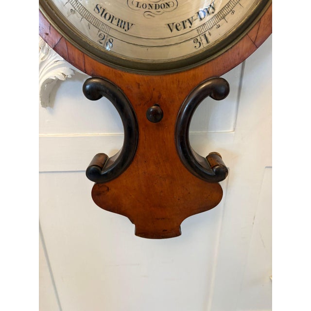 Antique Victorian English Walnut Wheel Barometer from G & L Guanziroli London, 1860 For Sale - Image 3 of 8