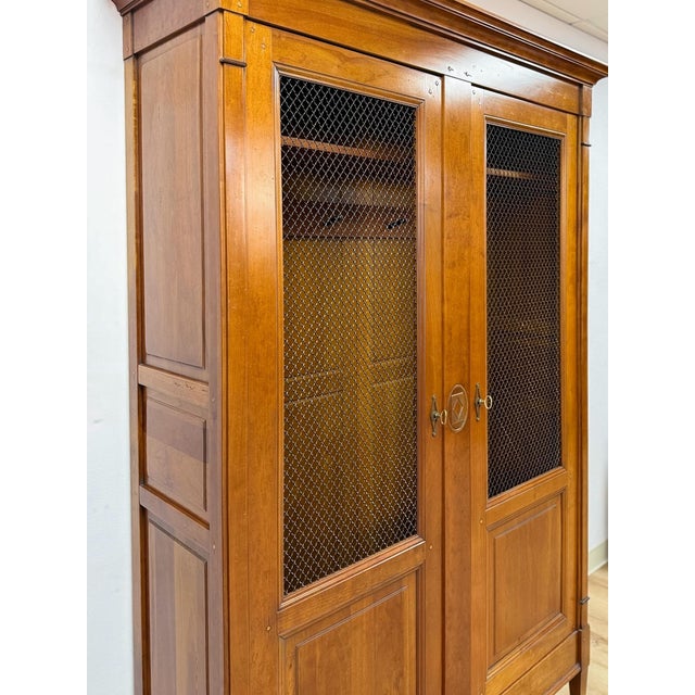 French Vintage Wardrobe Grange French Antique Style Locking Bronze Dowel Armoire For Sale - Image 3 of 14