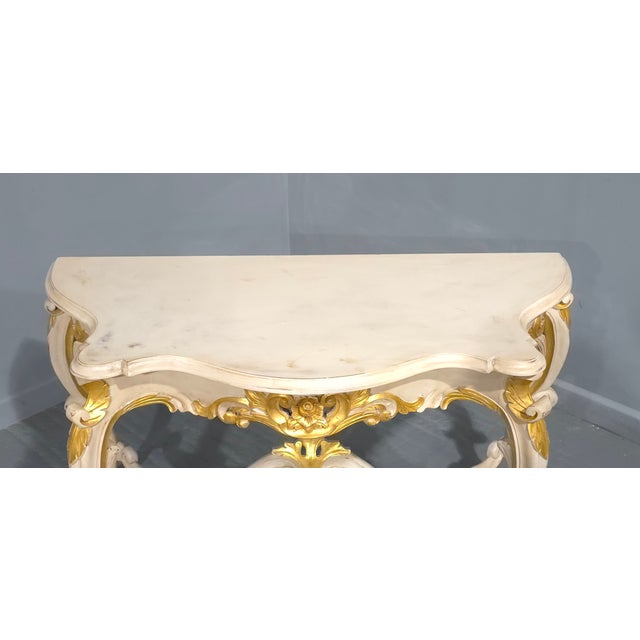 French Painted and Parcel Gilt Console Table, 1920s For Sale - Image 11 of 12
