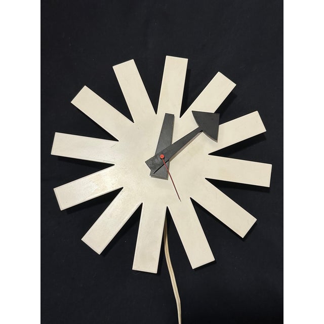 Howard Miller White Asterisk Clock Mid Century For Sale - Image 12 of 12