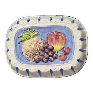 Vintage Porcelain Hand Painted Pineapple Grapes Apple Mold Wall Hanging