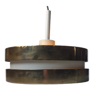 Brass & Crystal Pendant Lamp by Jo Hammerborg for Orno, 1960s For Sale