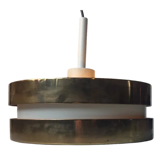 Brass & Crystal Pendant Lamp by Jo Hammerborg for Orno, 1960s For Sale