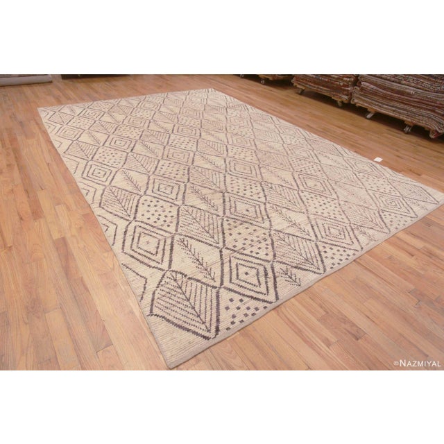 Trendy Tribal Moroccan Berber Beni Ourain Design Modern Area Rug, Country of origin: Central Asia, Circa date: Modern Rugs...