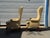 Pair of Vintage Mid Century Fireside Elongated Wingback Chairs For Sale - Image 4 of 11