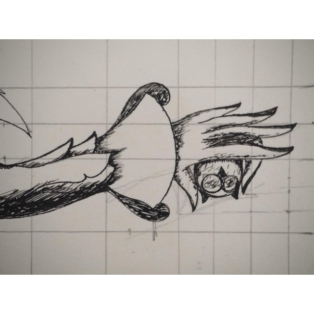 Jean-Claude Silbermann, Sly Signs, The Arm in Flower, Original Ink Drawing For Sale - Image 4 of 6