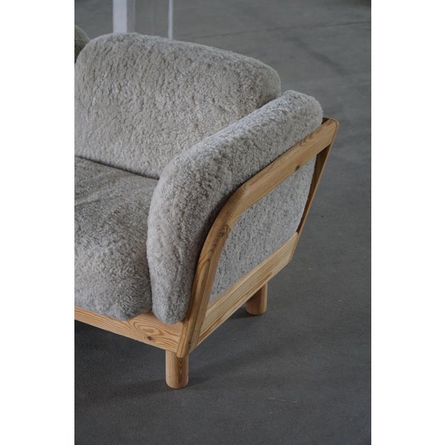 Danish Modern Three-Seater Sofa in Pine and Lambswool, 1980s For Sale - Image 11 of 18