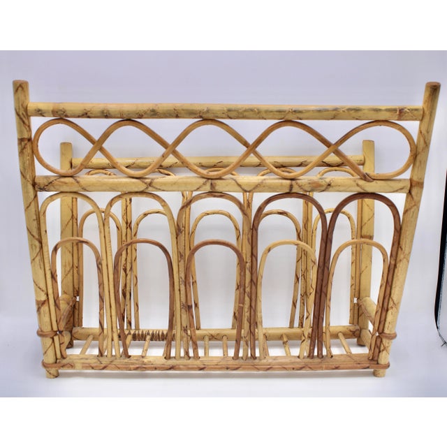 1960s Vintage Burnt Bamboo Magazine Rack For Sale - Image 11 of 13