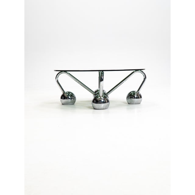 Sputnik Coffee Table in Chromed Metal and Smoked Glass, Italy, 1970s For Sale - Image 3 of 7
