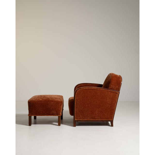Art Deco Lounge Armchair With Ottoman France 1930s For Sale - Image 17 of 17