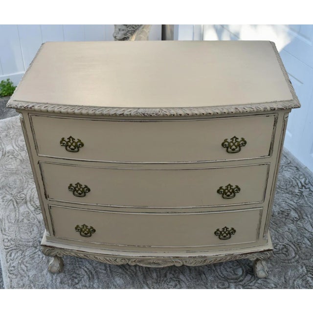 Beige Antique Feldenkrais Wood Chest Chippendale Bachelors Chest in a Distressed Beige For Sale - Image 8 of 12