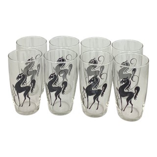 Vintage Prancing Horses Highball Glasses -Set of 8 For Sale