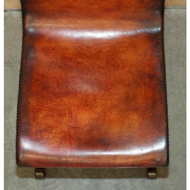 Spanish Brown Leather & Oak Dining Chairs by Pierre Lottier for Alamazan, Set of 6 For Sale - Image 12 of 18