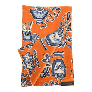 Jim Thompson Linen Fabric Kalong Vases in Persimon, 1 Meter For Sale