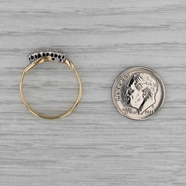 Modern 0.14ctw Diamond Bypass Ring 18k Gold Platinum Size 8.5 Wedding Anniversary For Sale - Image 3 of 8