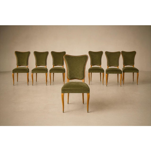 Brazilian Modern Set of Eight Dining Chairs in Pau Marfim and Olive Green Mohair by Giuseppe Scapinelli, 1950s, Brazil For Sale - Image 17 of 18