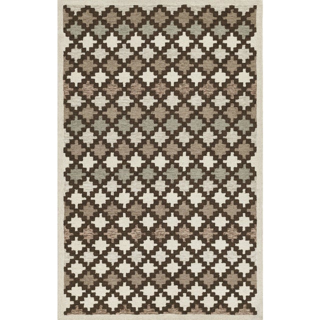 Erin Gates by Momeni Abbot Neutral Swedish Geo Wool Rug 5' X 8' For Sale