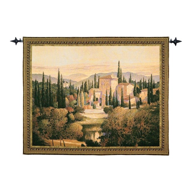 Evening in Tuscany Loom Woven Tapestry - 107 X 132 Cm (3'6" X 4'4") - Requires Rod Size 3 For Sale