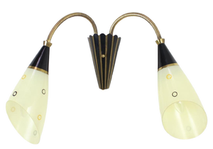 Mid-Century Brass & Glass Wall Lamp, 1960s