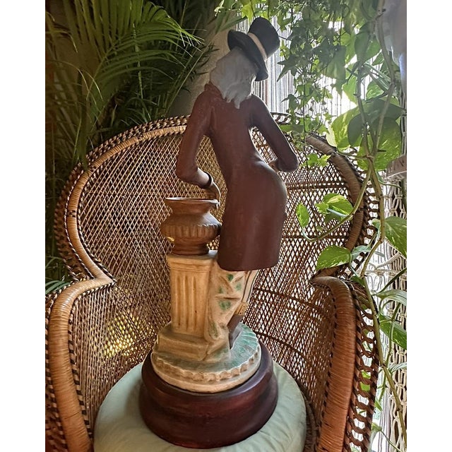 Ceramic Hand Painted Ceramic Sculpture of Knight on Pedestal Leaning on an Amphora from Tarik, 1950-1960 For Sale - Image 7 of 11