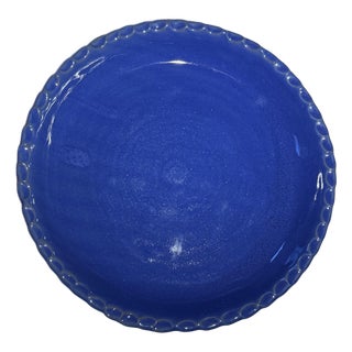 Vintage Bybee Pottery Cobalt Blue Ruffled Pie Plate - 9.5" Unused For Sale