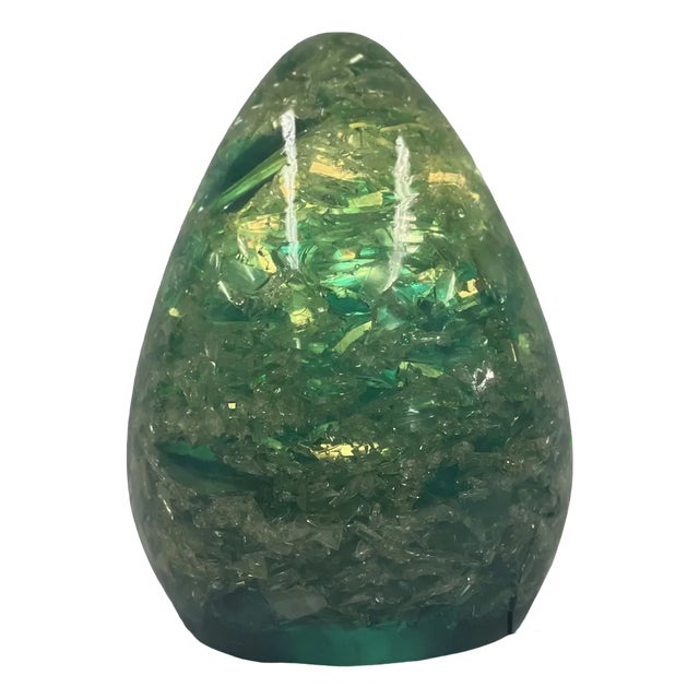 Green Fractal Resin Table Lamp, 1970s For Sale