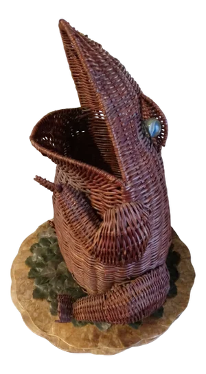 Vintage Wicker Mario Lopez Torres Style Standing Frog