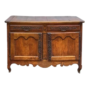 18th Century French Hand Carved Fruitwood & Iron Cabinet or Sideboard