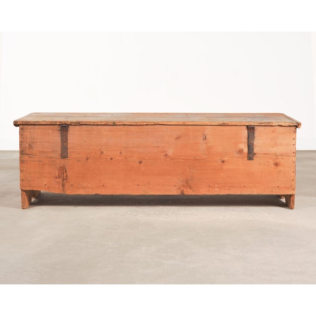 19th Century Swedish Folk Art Painted Pine Blanket Chest Trunk 6 Ft For Sale - Image 18 of 18