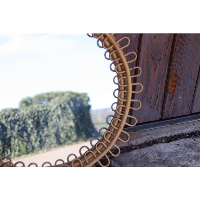 Round Rattan Mirror attributed to Franco Albini, Italy, 1950s For Sale - Image 4 of 8
