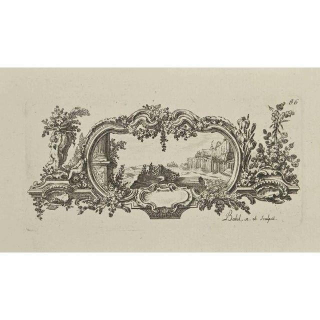 Dreamy landscape is an etching realized by Pierre-Edme Babel in 18th Century. Good conditions. Signed in plate. The...