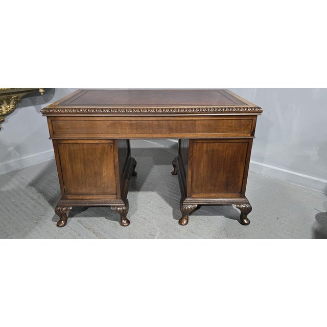 Chippendale Mahogany Pedestal Desk, 1880 For Sale - Image 12 of 18