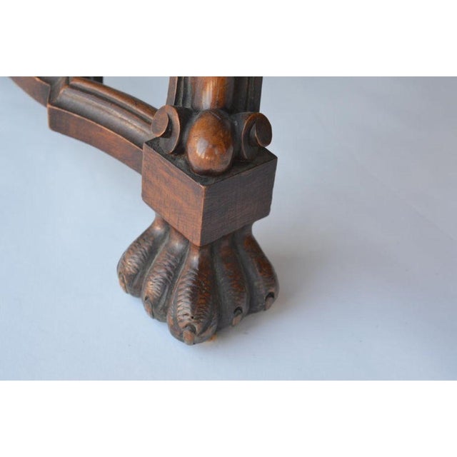 Mid-19th Century Italian Baroque Style Walnut & Leather Throne Chair For Sale - Image 10 of 11