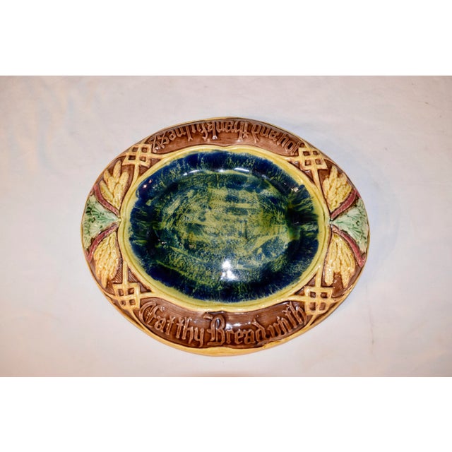 19th C English Majolica Bread Tray For Sale - Image 4 of 8