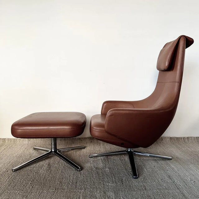 Leather Lounge Chair with Ottoman by Antonio Citterio for Vitra Repos, 2010s For Sale - Image 13 of 13