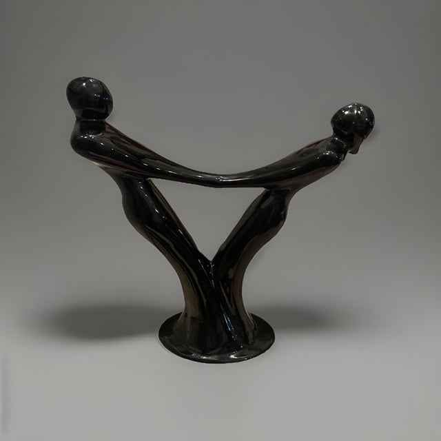 Vanguard Studios Vintage Vanguard Studios Man Woman 16" Sculpture Black Ceramic Statue Figurine For Sale - Image 4 of 8
