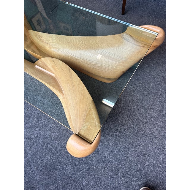 1980s Sculptural Wood + Glass Cocktail Table by Scott Jaster C1989 For Sale - Image 5 of 12