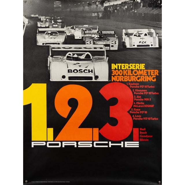 Porsche Interseries 300km Nürburgring Porsche Poster from Atelier Strenger, 1973 For Sale - Image 9 of 9