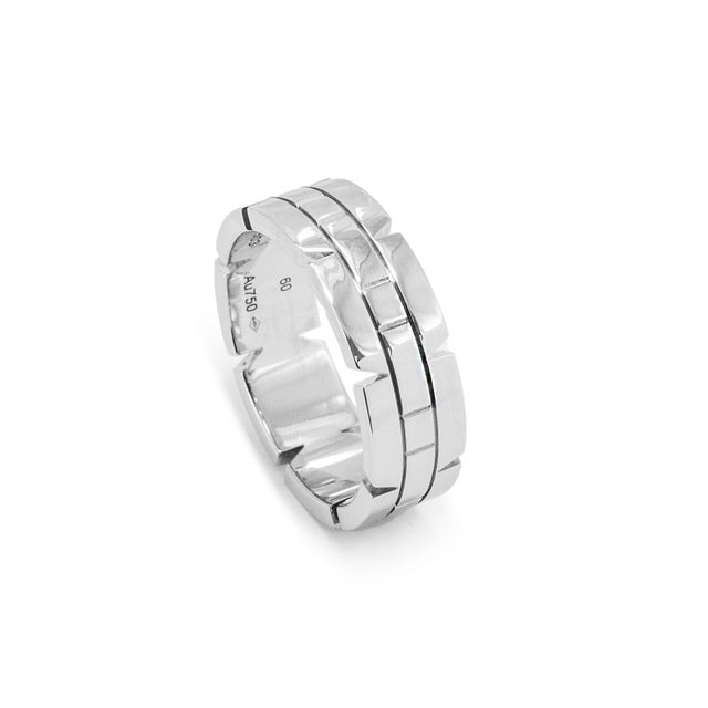 Early 21st Century Men’s Cartier Tank Francaise 18k White Gold Wedding Band Ring, Size 9.5 For Sale - Image 5 of 7