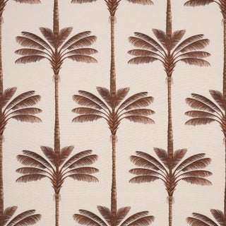 Schumacher A Palm Is A Palm Print Fabric In Chocolate Meets Tobacco For Sale