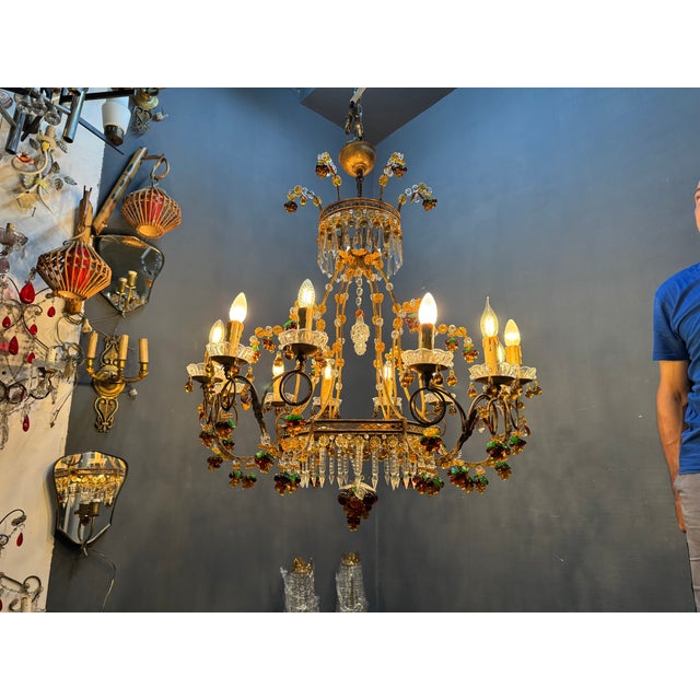 Large Italian Murano Glass Fruit and Floral Chandelier, 1950s For Sale - Image 15 of 18