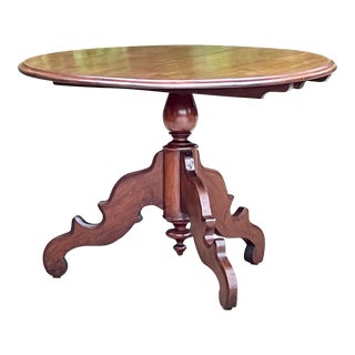 Antique Victorian Round Mahogany Accent Table For Sale