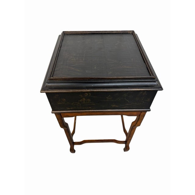 Late 20th Century Ethan Allen Chinoiserie Box on Stand Flip Top Side Table #13-9235 For Sale - Image 5 of 8
