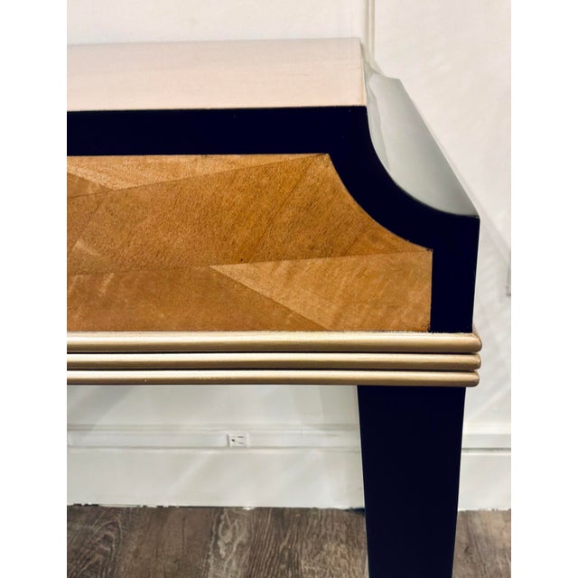 Original retail $3390, timeless Currey & Company Modern Art Deco Style Satin Wood and Ebony Finished Kallista Writing...